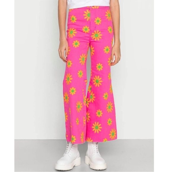 NWT Free People/We The Free Youthquake Printed Crop Flare Jeans - Lipstick Combo - Picture 2 of 14